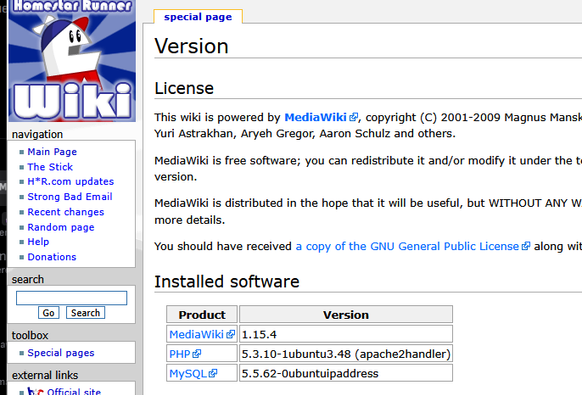 homestar runner wiki running php 5.3.10